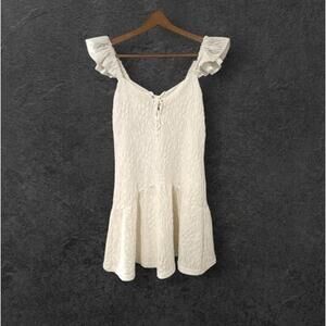 Lost + Wander Womens Short Dress Off White Ruffled Straps Lining Size M